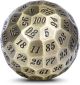 100 sided d100 Brass Die with Black Numbers Metal