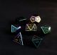 Rainbow Frame and Numbers Black Metal Polyhedral Dice Set (7)
