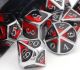 Metal Poly Dice Set Black/Red W/Silver (7)