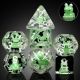 FROG Green Clear with White Numbers Polyhedral 7 Dice Set