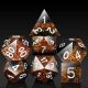 Black Gold Glitter Sharp Edge Polyhedral with White Numbers 7 Dice Set