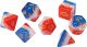 Pearl Layered Red, White and Blue with Gold Numbers Polyhedral 7 Dice Set