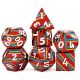 Metal Red Striped Blue & Gold Polyhedral Dice Set (7)