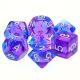 Transparent Purple Sky Poetic Doom Swirl with White Polyhedral 7 Dice Set