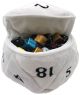 Dice Bag: d20 White Plush