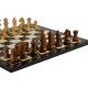 CHESS SET: SHEESHAM AND BOXWOOD GERMAN PIECES: BROWN AND IVORY DECOUPAGE