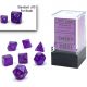 Borealis: Mini-Polyhedral Royal Purple/gold Luminary 7-Die Set