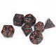 Polyhedral Black Ganite with Red Numbers 7-Die Set