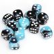 Gemini® 16mm d6 Black-Shell/white Dice Block™ (12 dice)