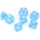 Frosted™ Polyhedral Caribbean Blue™/white 7-Die Set