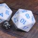 55mm Jumbo D20 White Die with Blue Numbers
