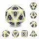 Yellow Apatite Antiqued with Black Numbers Polyhedral (7) Dice Set