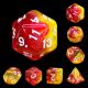 Volcano Fire Glitter Orange/Red with White Numbers Polyhedral Dice Set (7)
