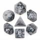 Snowy Crystal Black/White Swirl with Silver Polyhedral 7 Dice Set