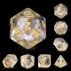 Luminous Sky Haze Glitter with Gold Numbers Polyhedral 7 Dice Set