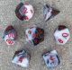 Warrior Black White with Red Numbers Polyhedral 7 Dice Set