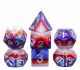 Erise Sunset Multi Blend with White Numbers Polyhedral 7 Dice Set