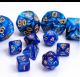 Pearl Polyhedral Mini Blue with Gold Numbers7-Die Set