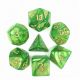 Pearl Polyhedral Light Green Grass with Gold Numbers Dice Set (7)