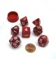 Pearl Red with White Polyhedral 7 Dice Set