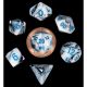 Mini Polyhedral Dice Set: Marble with Blue Numbers (7)