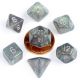 10mm Mini Stardust Acrylic Poly Dice Set: Gray w/ Silver Numbers (7)