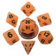 Mini Polyhedral Dice Set: Glow Orange with Black Numbers