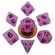 Mini Polyhedral Dice Set: Glow Purple with Black Numers